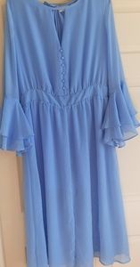 Eva Mendez blue chiffon dress L